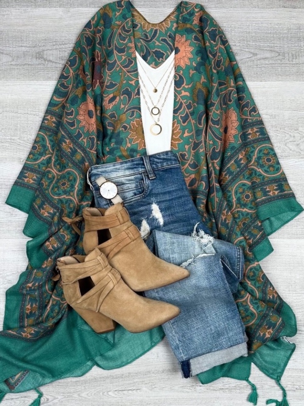 Teal Paisley Kimono Wrap